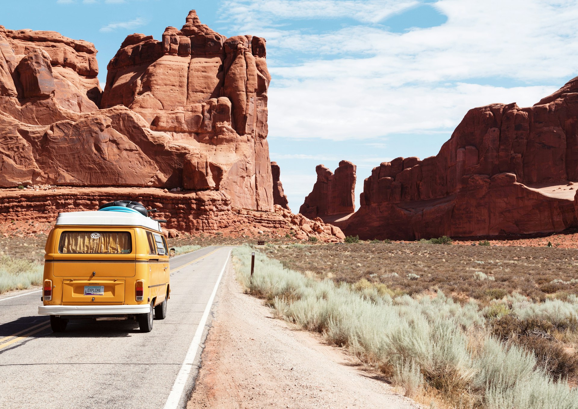 Scenic road through mountains